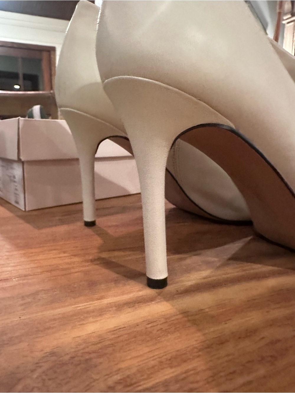 Vince Camuto Cream Peep-Toe Zip Booties - Picture 6 of 6